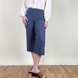 Vintage 100% Linen Capris Trouser Pants Cropped High Waisted Straight Leg Y2K